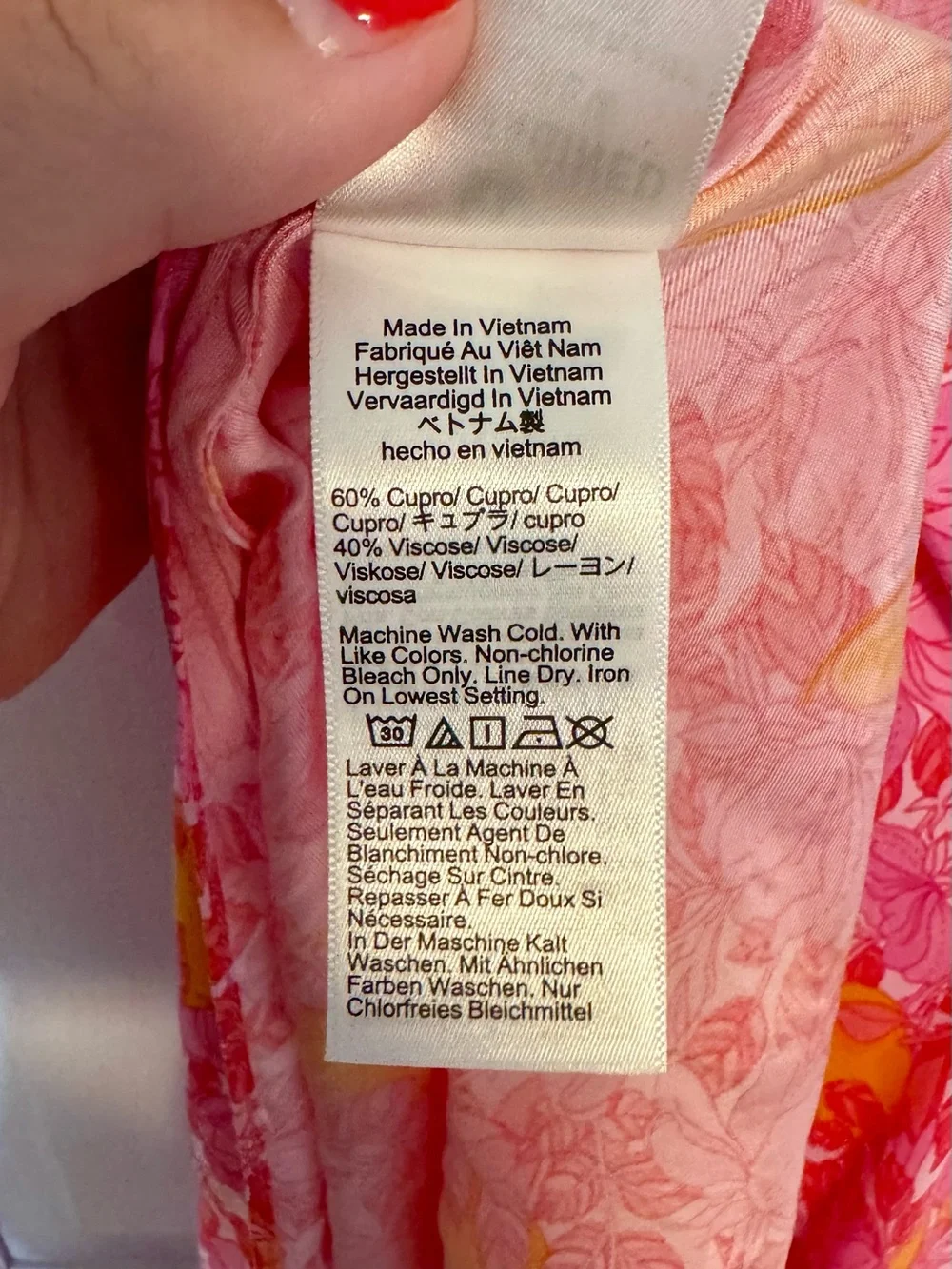 J. Crew | Gwyneth V-neck cupro-blend slip dress, Pink Limone Print, Size 18 -EUC